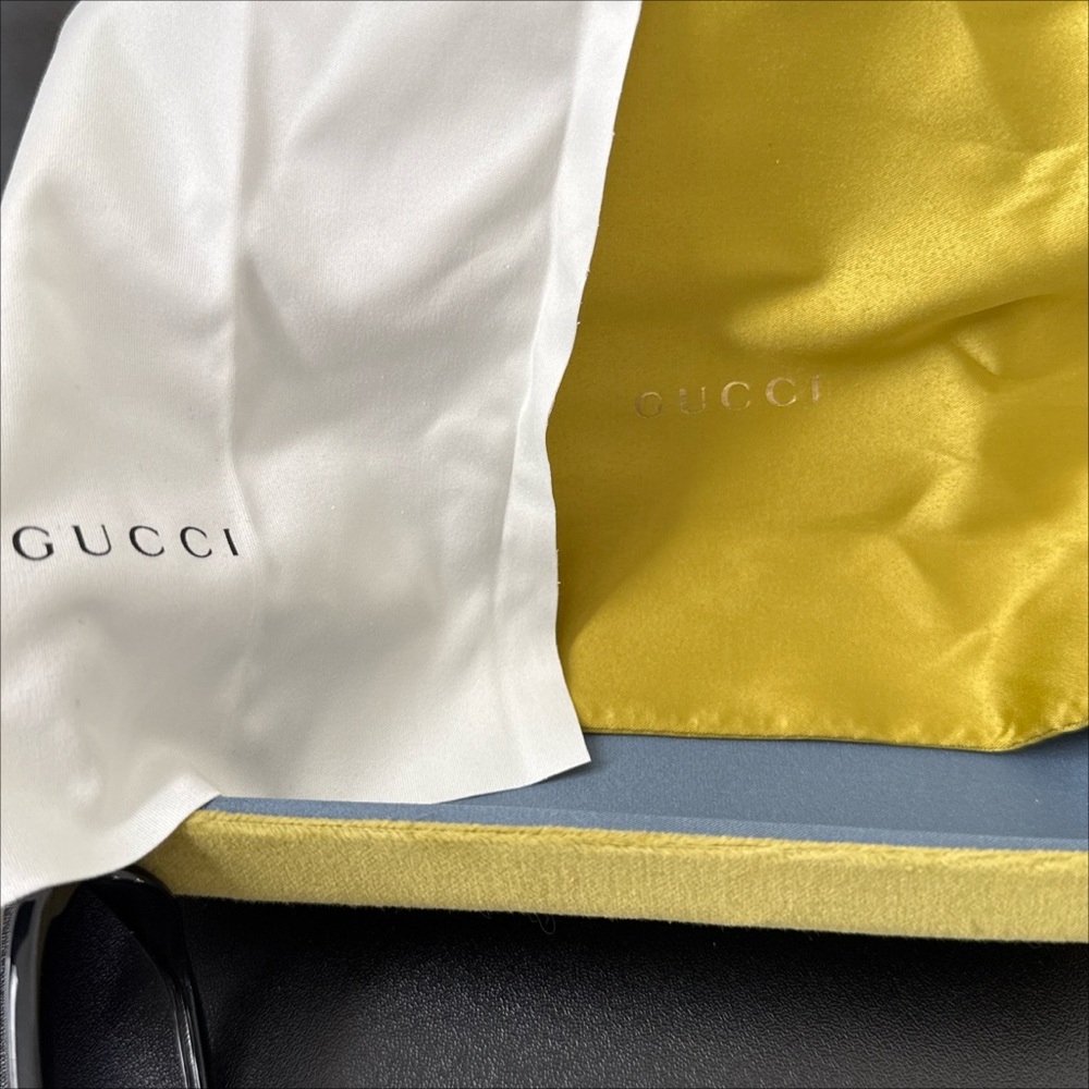 Gucci Black Sunglasses with Gold Double G Accent - Picture 5 of 6